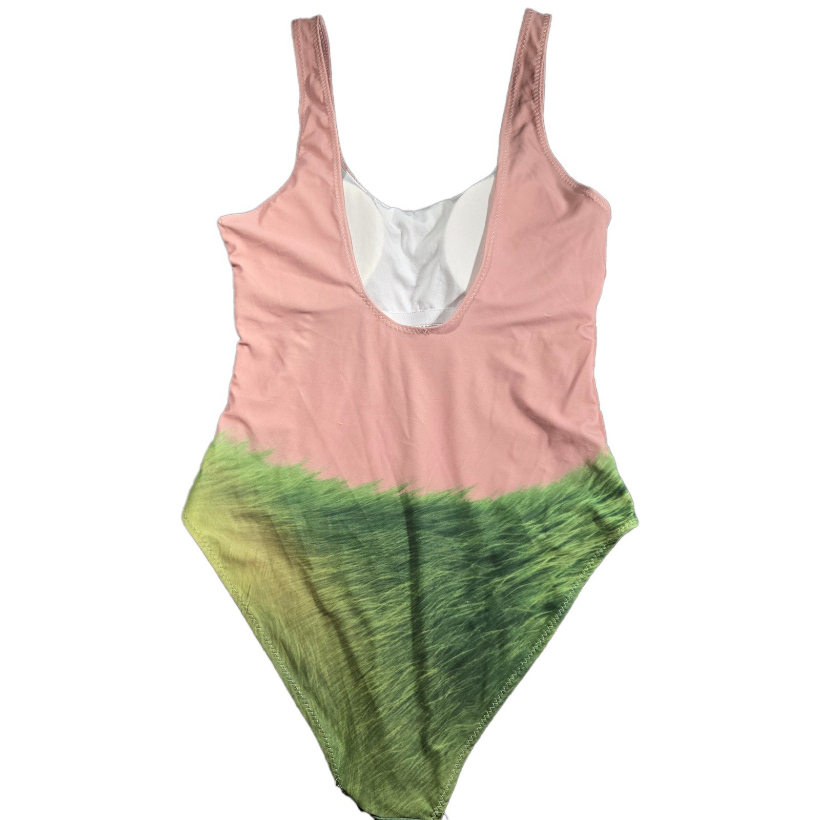 Swimsuit Woman One Piece Funny Hairy Chest Sz Large Prank Beach Vacation Pool