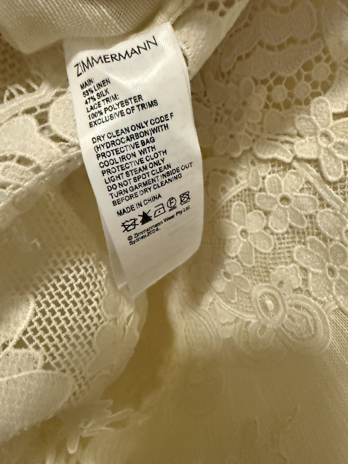 EEUC ZIMMERMANN Natura Lace Patch Tank in Lemon SZ 1 $750