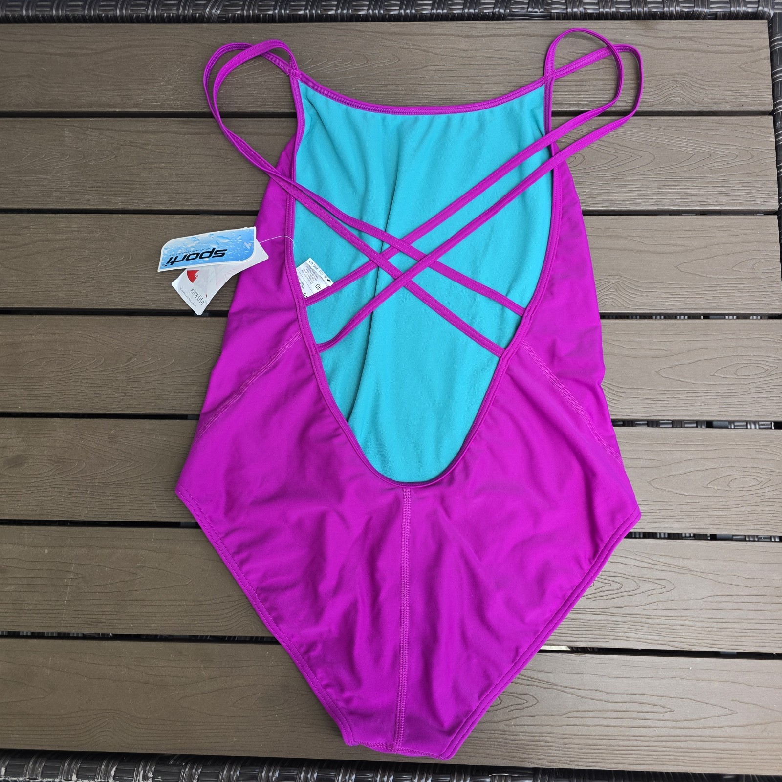 Sporti Solid Pink Thin Strap One Piece Swimsuit Lycra Xtra Life Sz 40 New