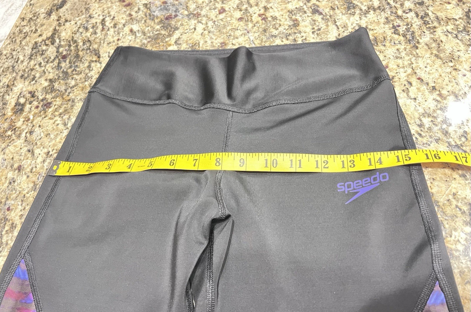 Speedo Women’s Athletic Leggings, M, Black and Purple Design, Great Condition