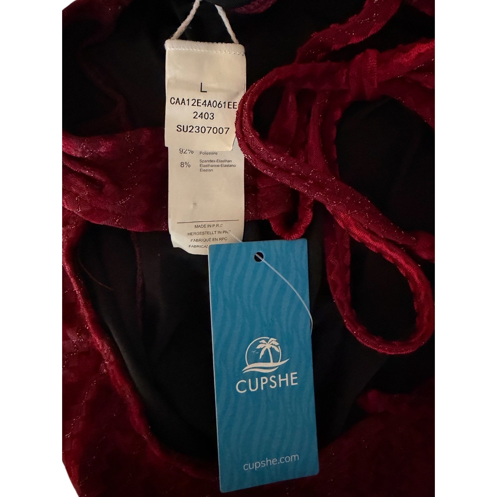 CUPSHE Women’s Red Burnout Crossback Standard Coverage One-Piece – LG – NWT