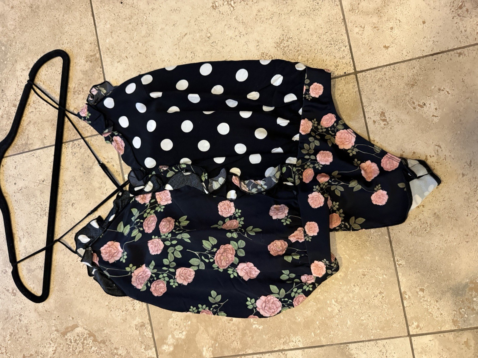 EEUC For Love & Lemons black polka dot floral “Mochi” thong bodysuit M $169