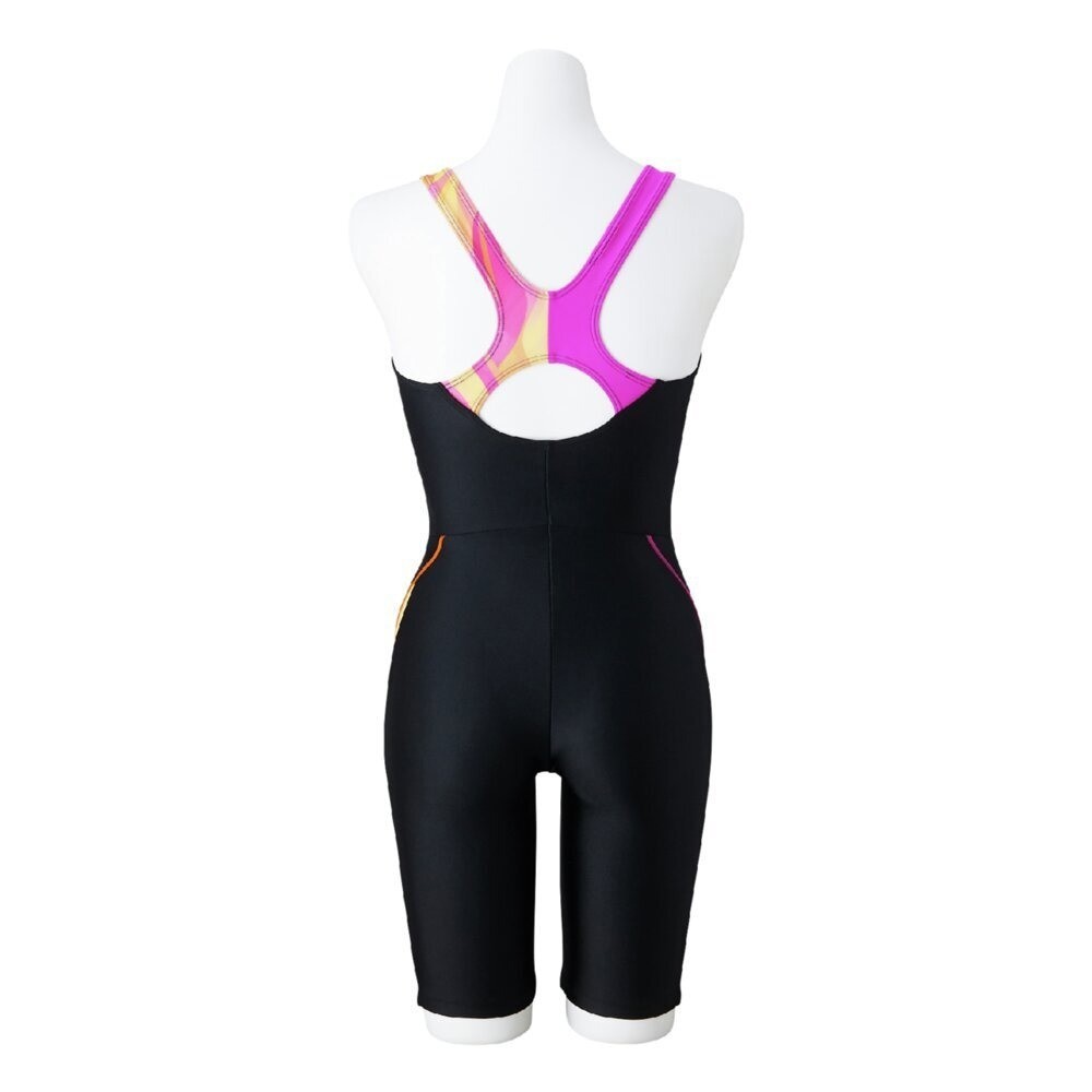 Mizuno Women’s Swim Fitness All-in-One Swimsuit Back Strap Color Cocktail BK/CS