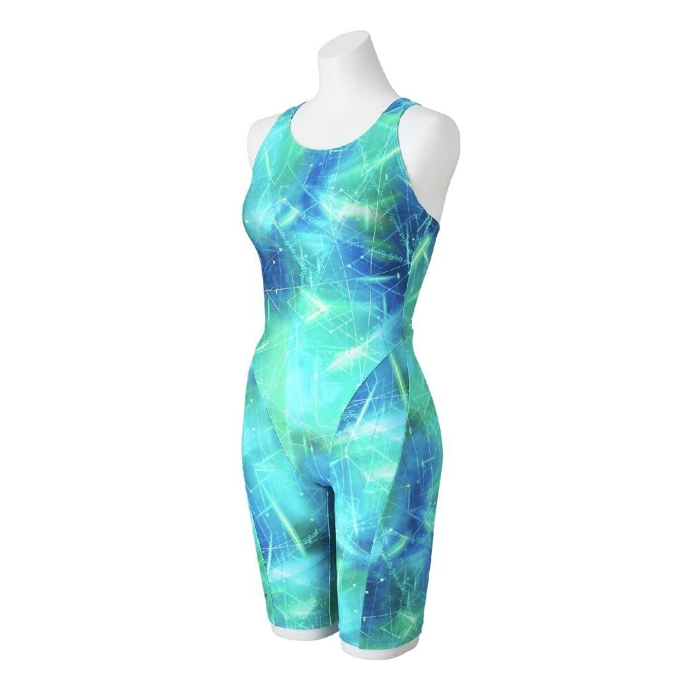 Mizuno Women’s Swim Fitness All-in-One Swimsuit Graphic Pattern Mint Stroke ONE