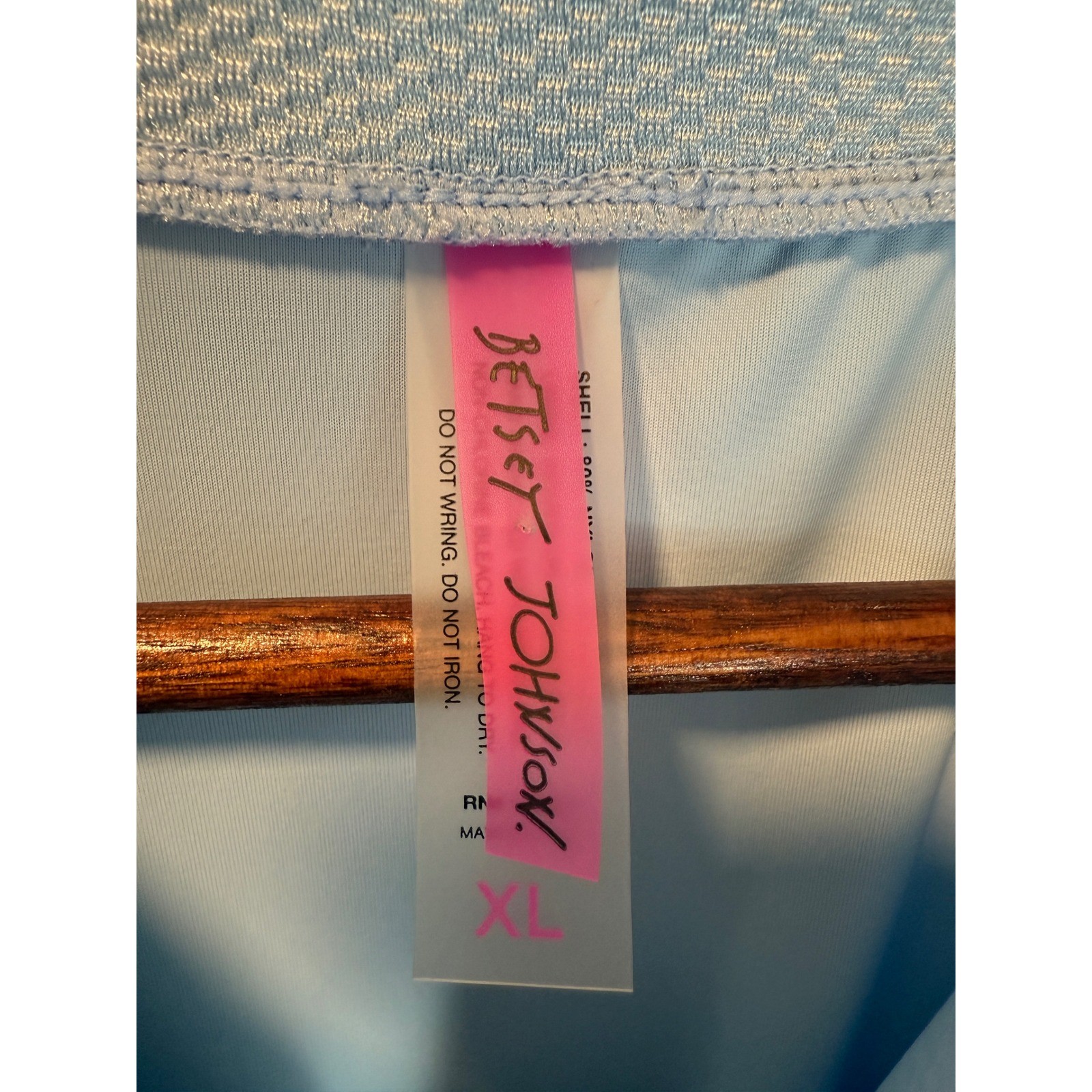 Betsey Johnson Scuba Knit Half Zip One Piece Swimsuit Size XL Sky Blue