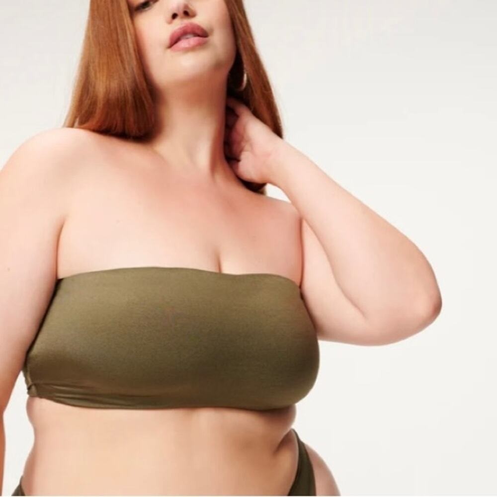GOOD AMERICAN SWIM Bandeau Top. Stormy Foil. 3X