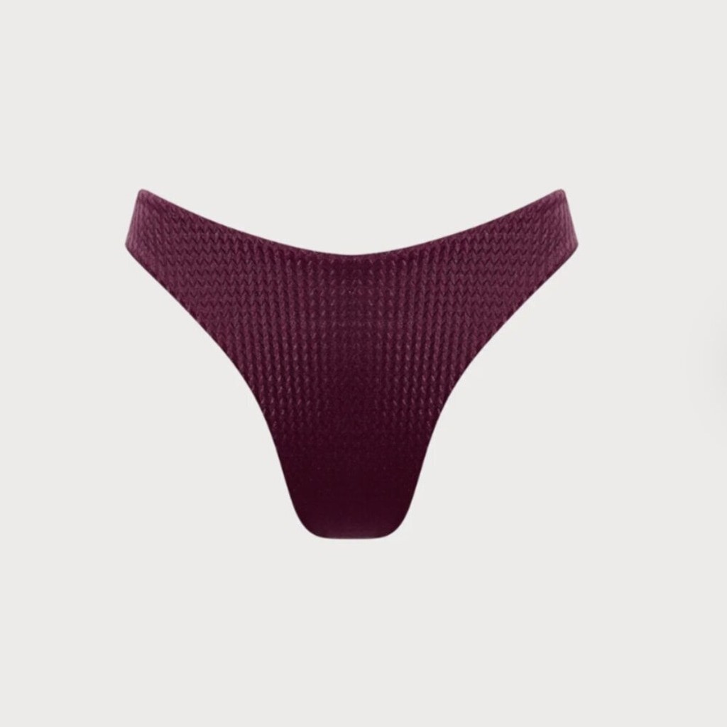 Berlook Burgundy Solid Textured Bikini Bottom ONLY 62