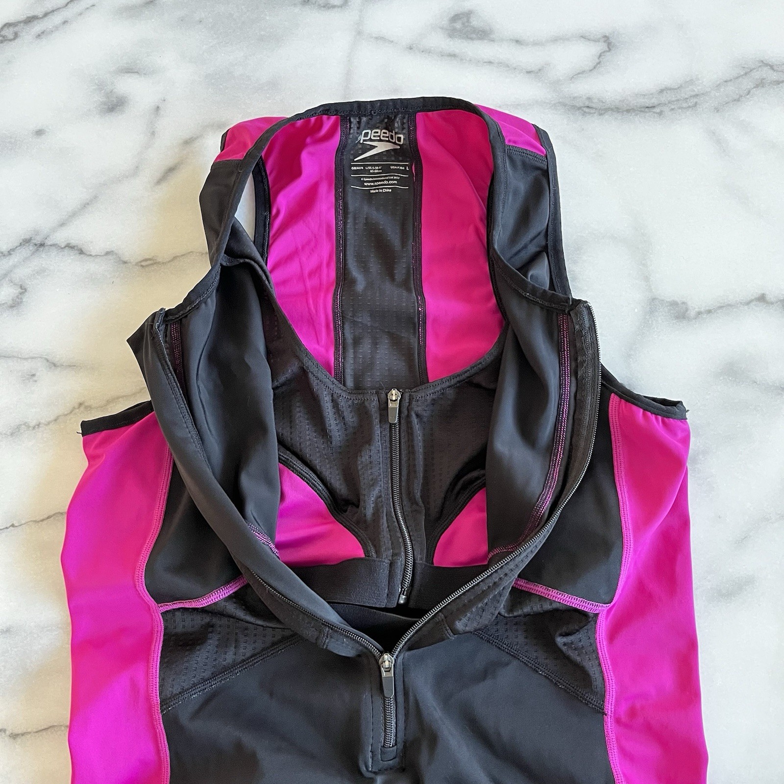 Speedo Womens L Fastskin Xenon Triathlon Sleeveless Top w/ Bra Black