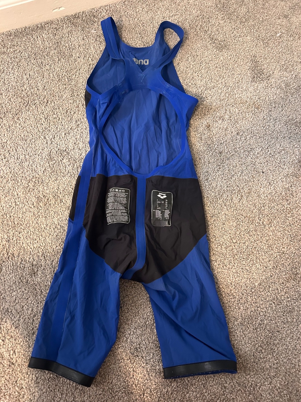 Arena Powerskin R-Evo+ Women’s Open Back Tech Suit Kneeskin Blue Size 30 Racing
