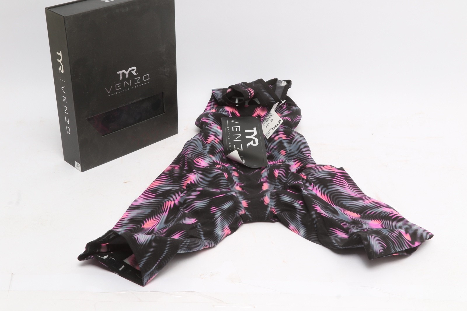 TYR Venzo Genesis Open Back Tech Swim Suit Color Steel Pink Size 20 VZNOB6A