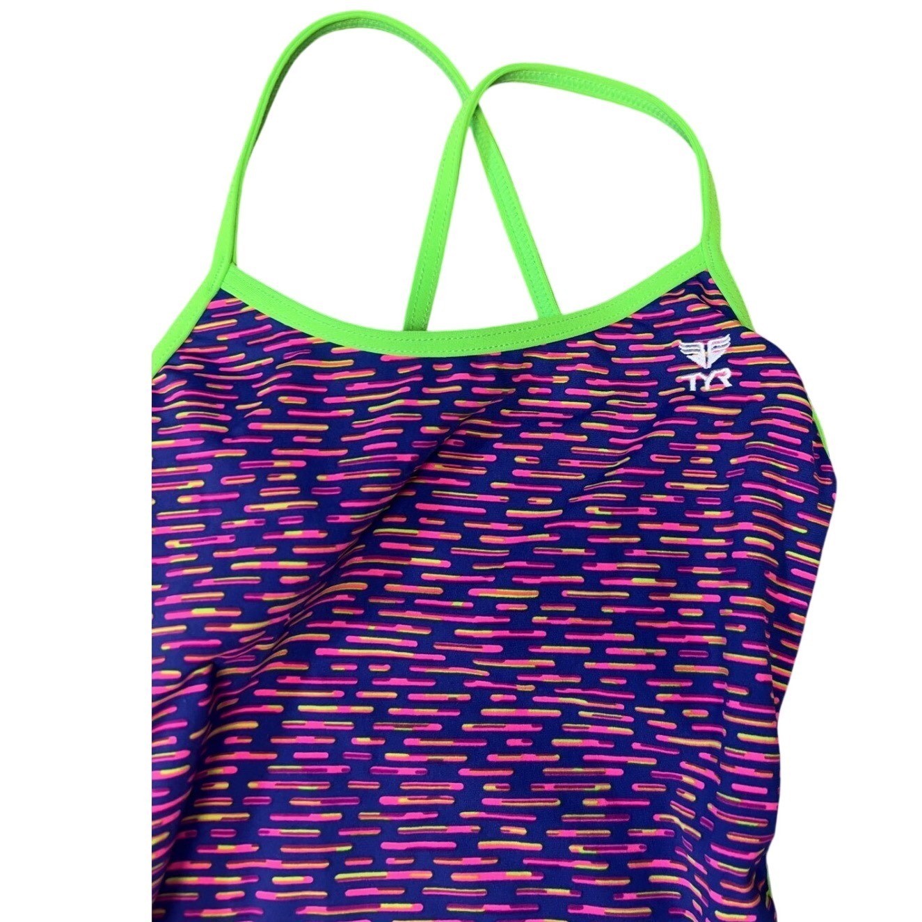 TYR Women’s Vitality Trinityfit Swimsuit Purple Pink Print One Piece Size 30