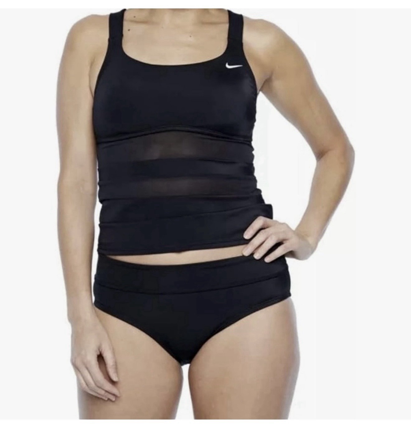 Nike Women’s Black Tankini Competitive Swimwear 2 Piece Set Size M Swimming