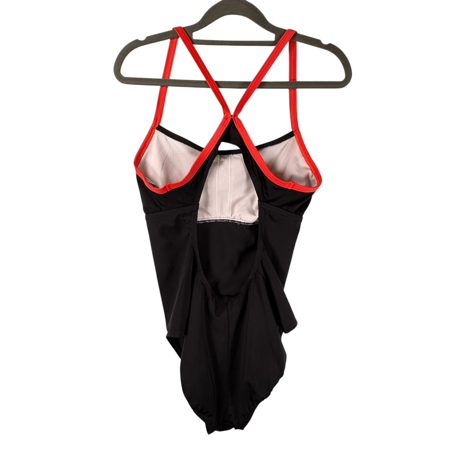 VTG Y2k Nike Colorblock SIZE MEDIUM One Piece Swimsuit Racerback Black Red Women