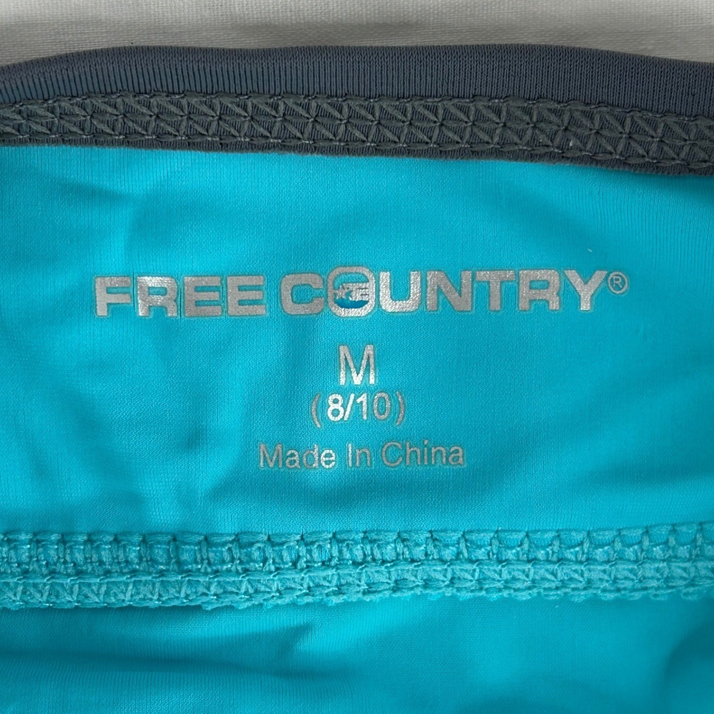 Free Country Tankini Swim Top Adjustable Drawstring Turquoise Blue M