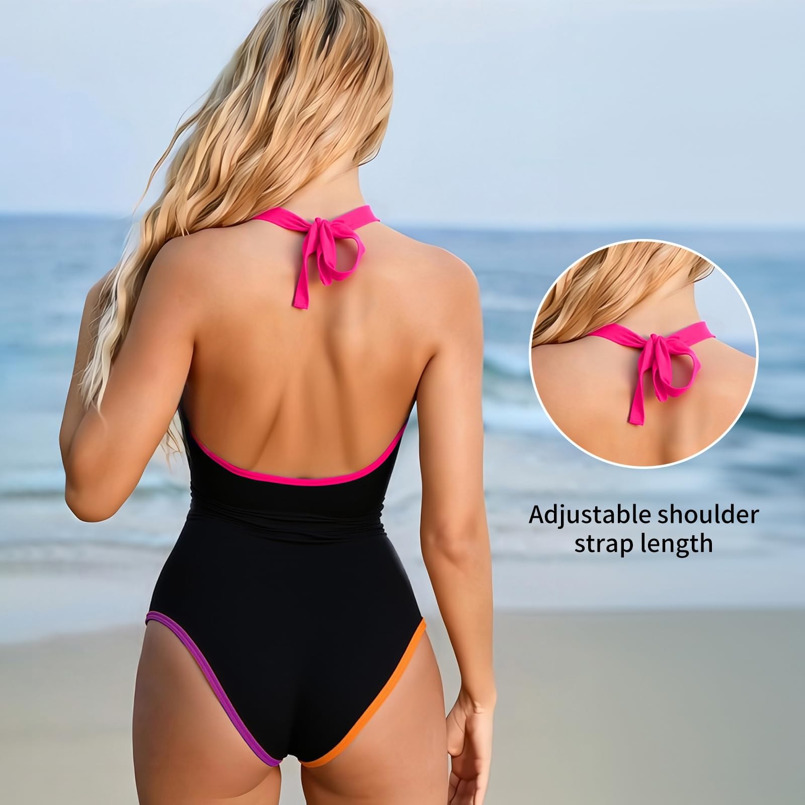 Women’s One Piece Swimsuits Tummy Control High Waisted Tie-Dye Monokini Size M