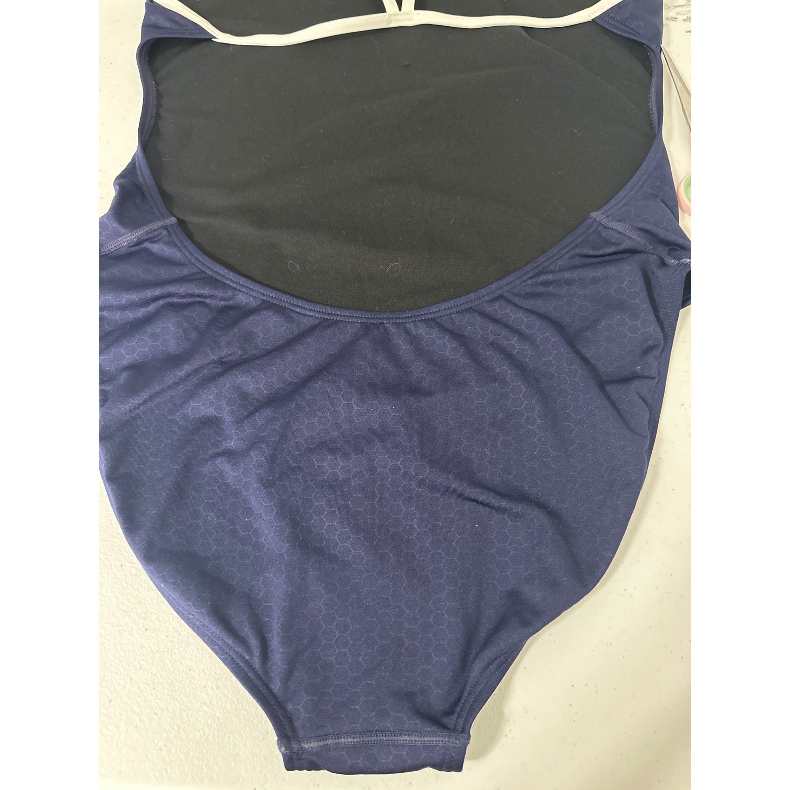 TYR Womens Navy Blue Honeycomb Performance One Piece Swimsuit Size 40 Training