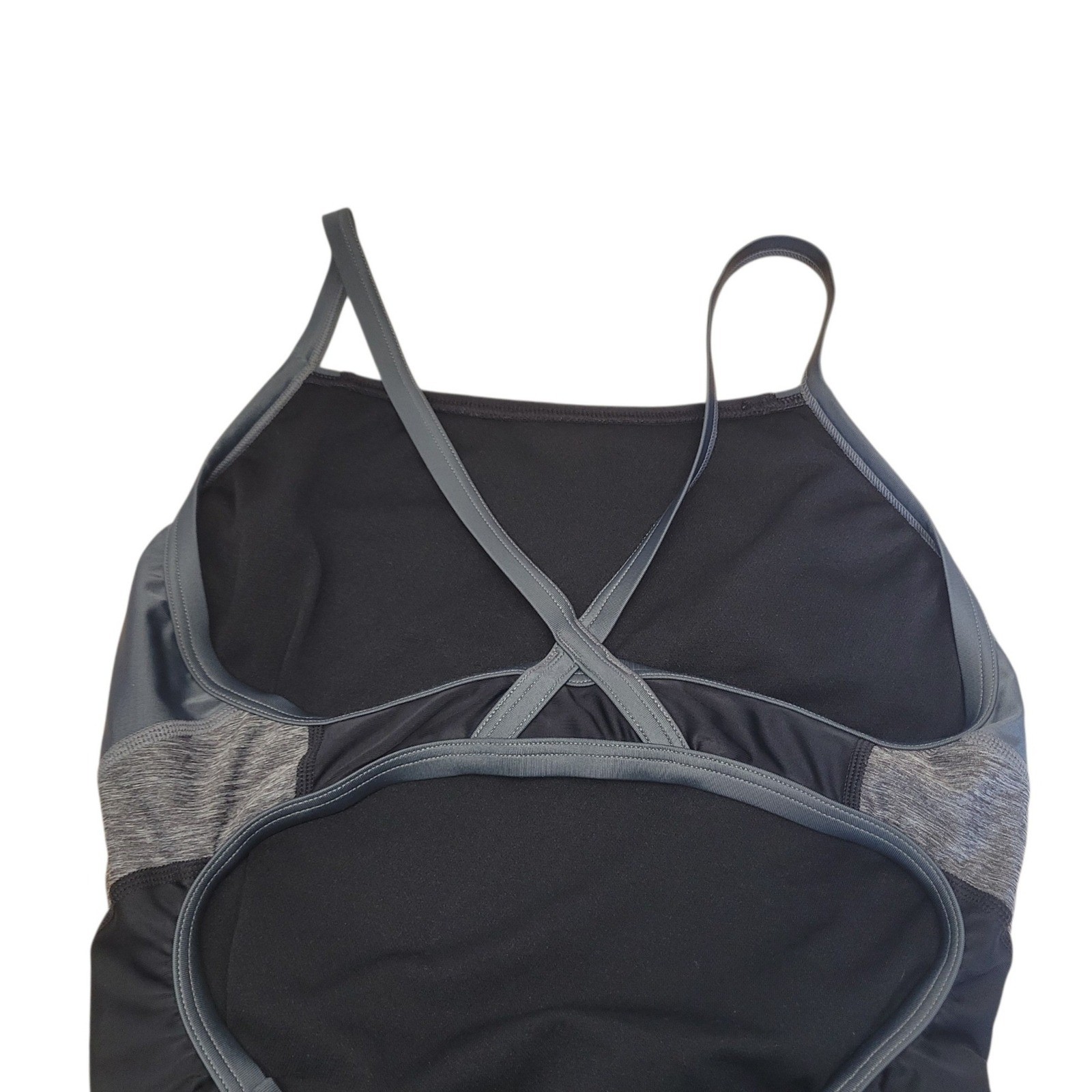Speedo Pro LT One piece Swimsuit 10/36 Black Grey Colorblock Crossback C670