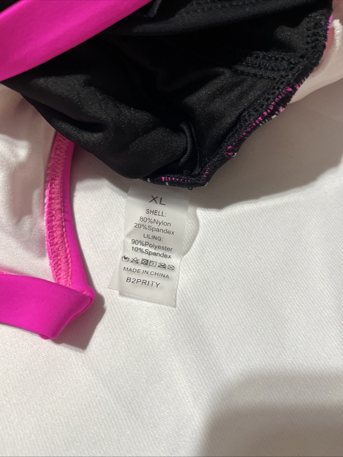 B2prity Women’s XL 1Pc Tummy Control Pink/Black Bathing Suit JJ-948