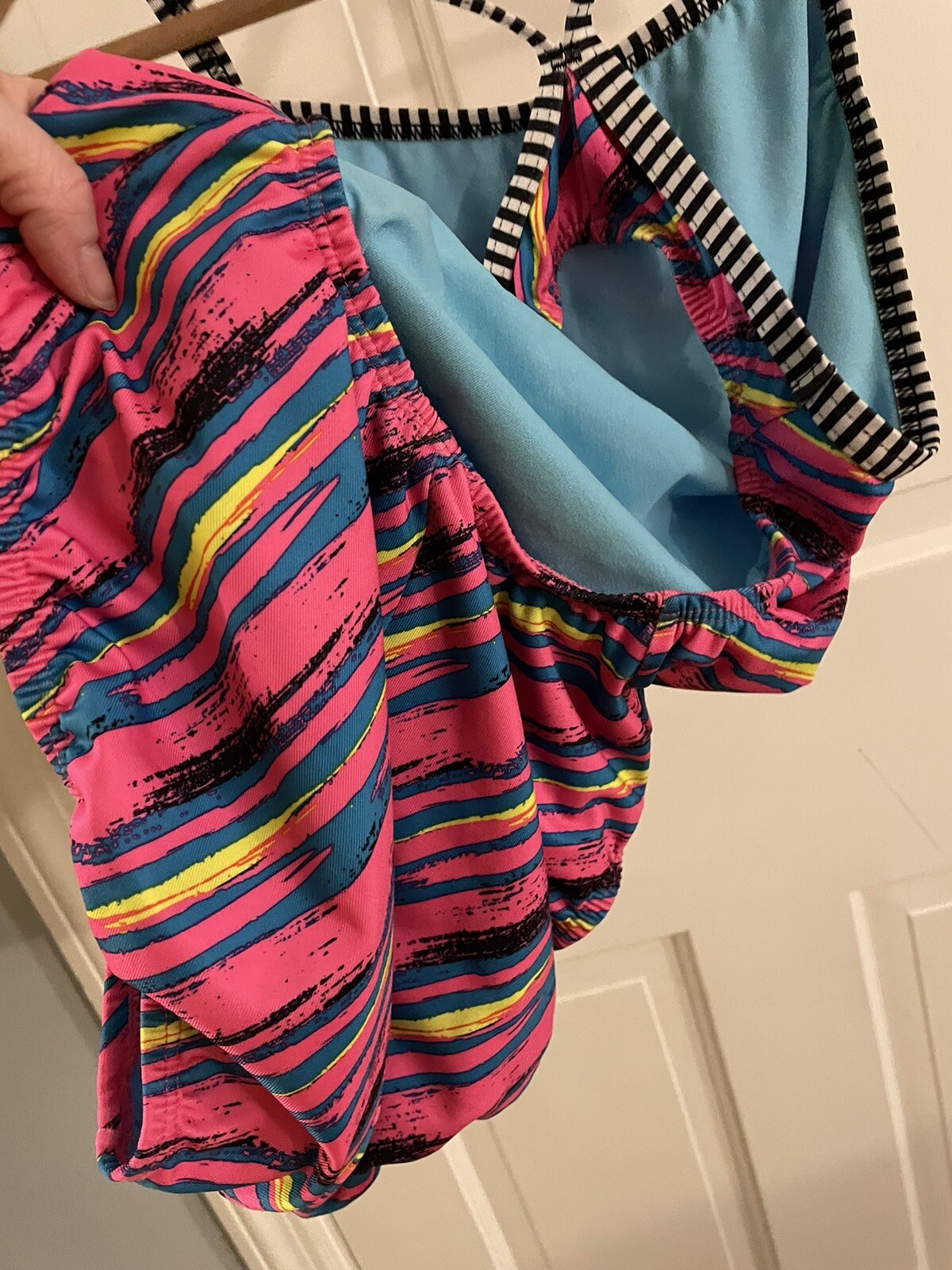 Dolphin Uglies Women’s Swimsuit Sz 30 Pink Blue yellow Practice suit
