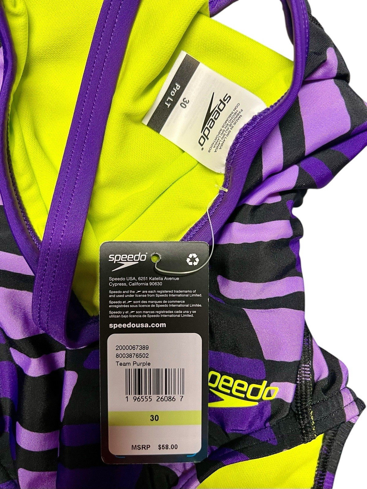 New With Tags Speedo Pro LT Competition Racing Swimsuit Womens 30 In Box