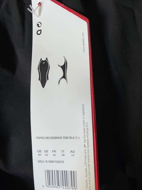 Speedo Fastskin FSPRO Swimsuit Record Breaker Aqualab Female Black 28-38″ Pouch