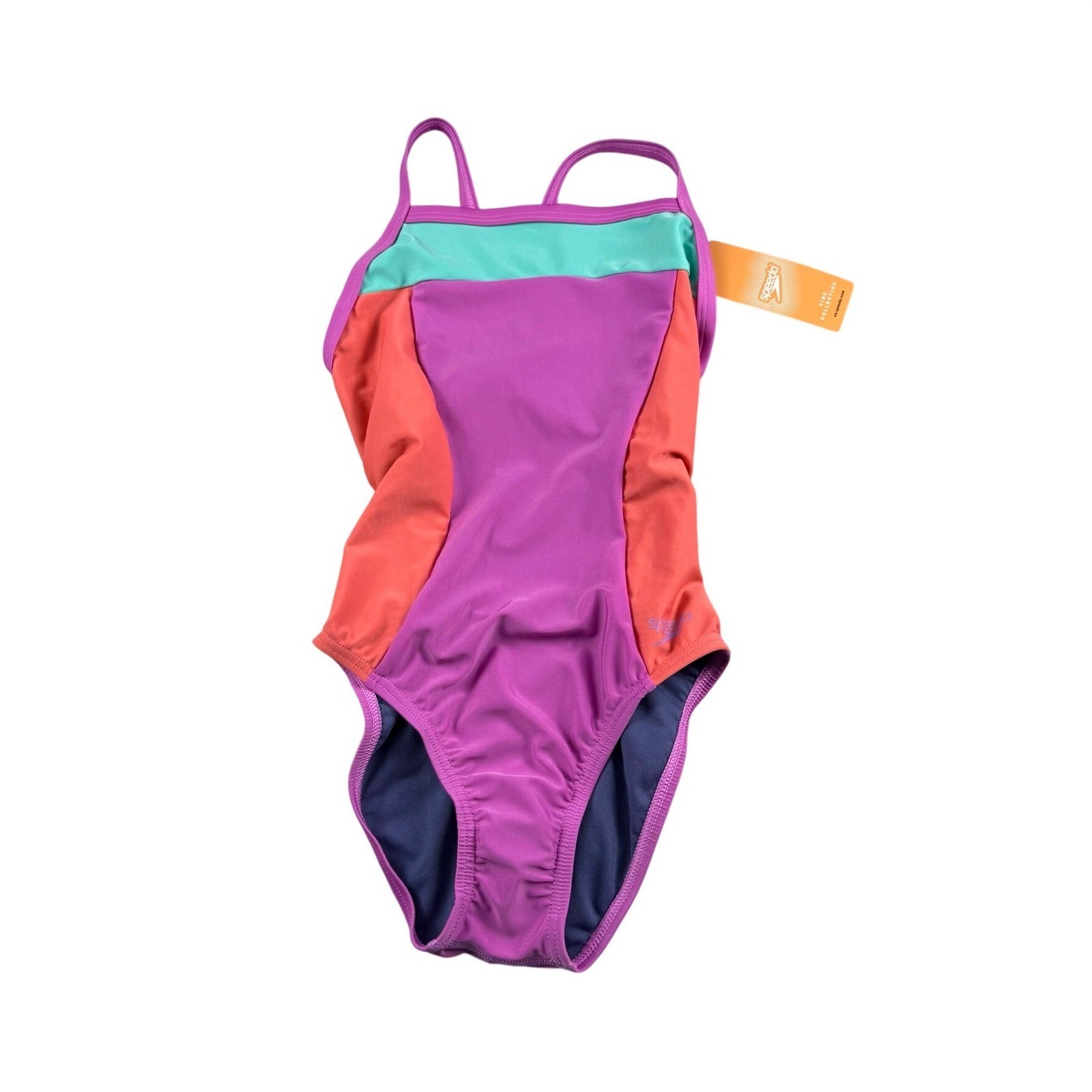 Speedo One Piece Swimsuit Womens 30 Training Suit Multicolor Colorblock Athletic
