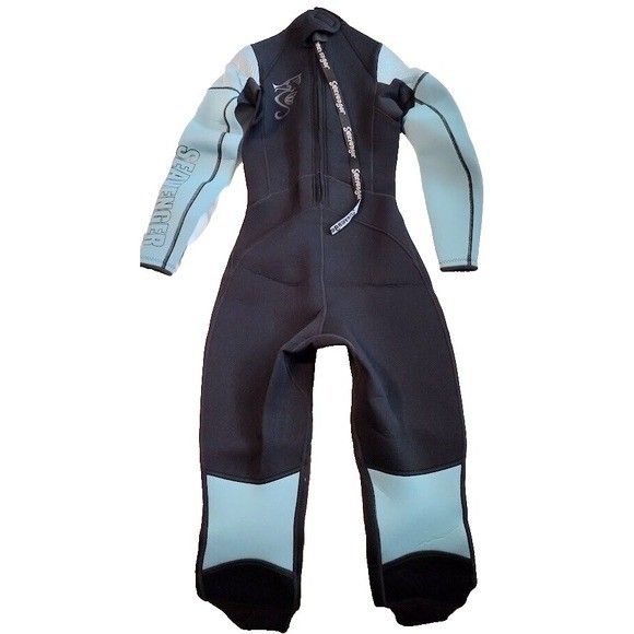 Seavenger Womens Full Body Wetsuit Size 3 Blue Black Neoprene Diving Snorkeling