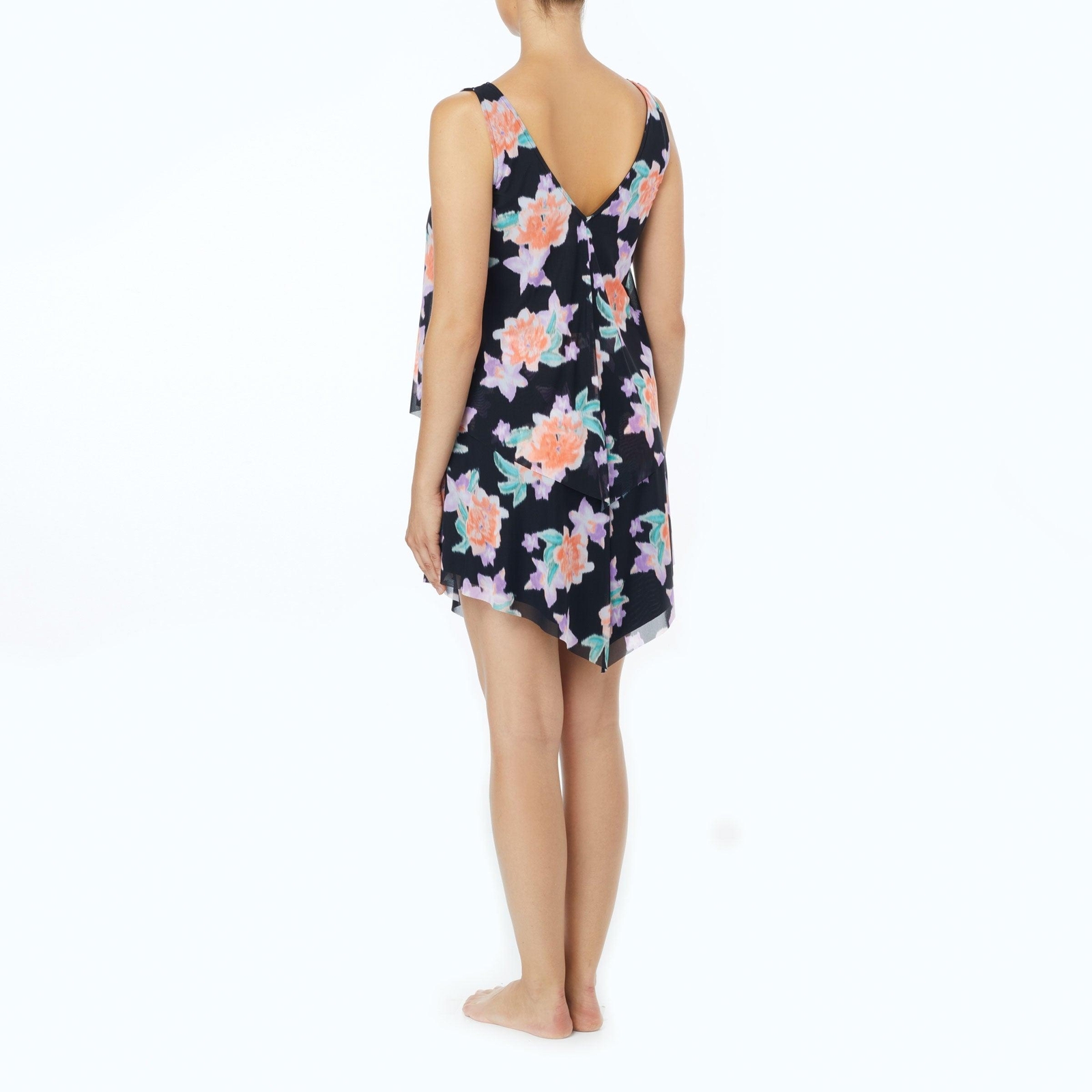Beach House Bungalow Bay Flower Tori Ruffled Dress Cover Up Black