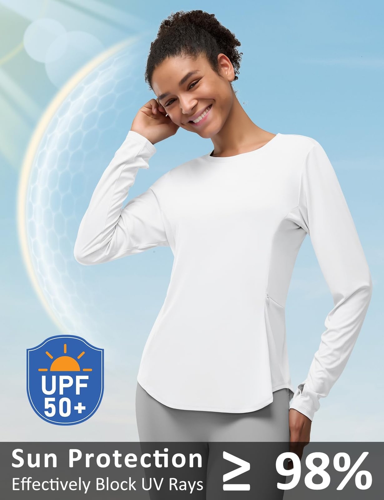 Women’s UPF 50+ Sun Protection Long Sleeve Shirts Rash Guard Shirts Lightweig…