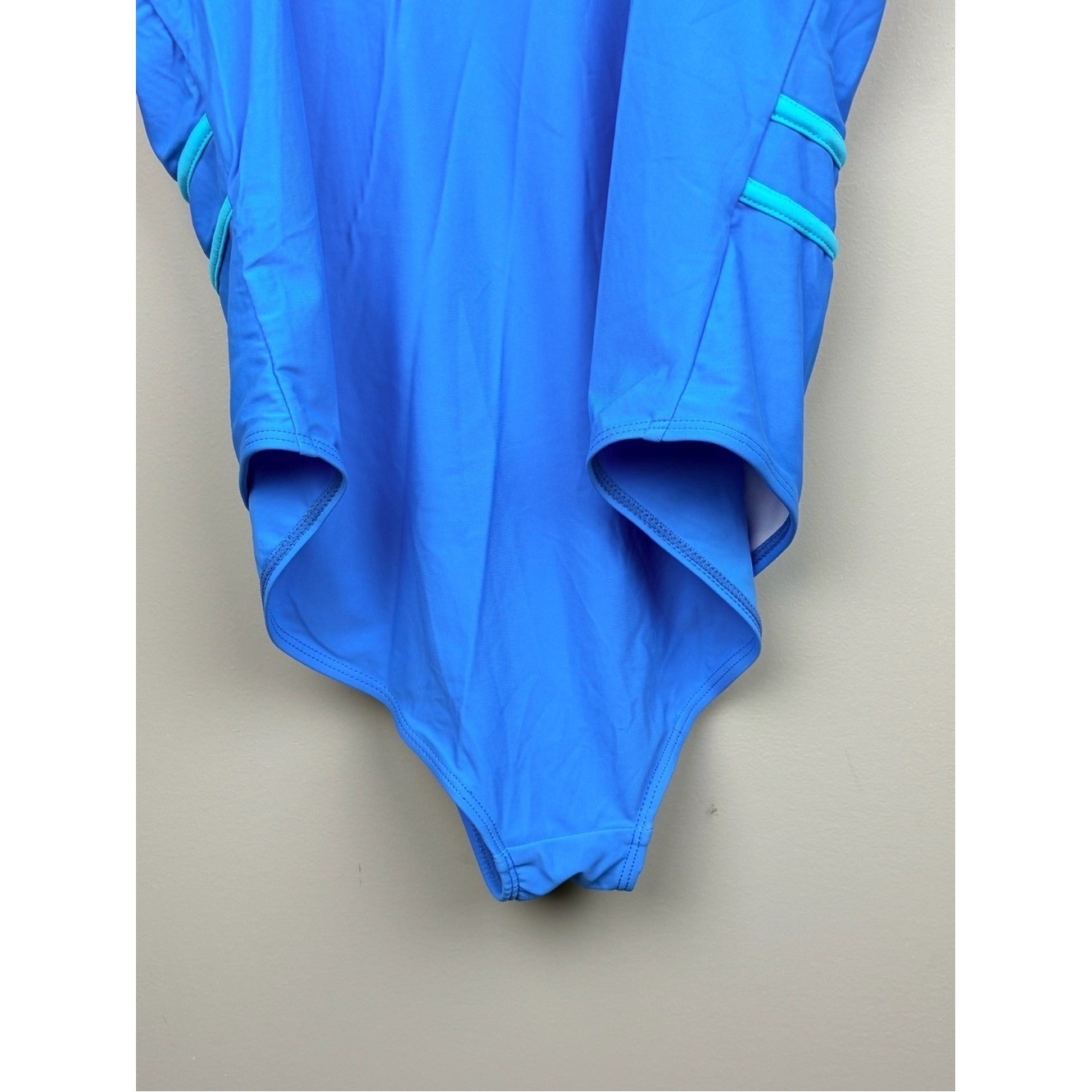 Edelqual One Piece Swimsuit Blue Aqua Trim Tummy Control XL Adjustable