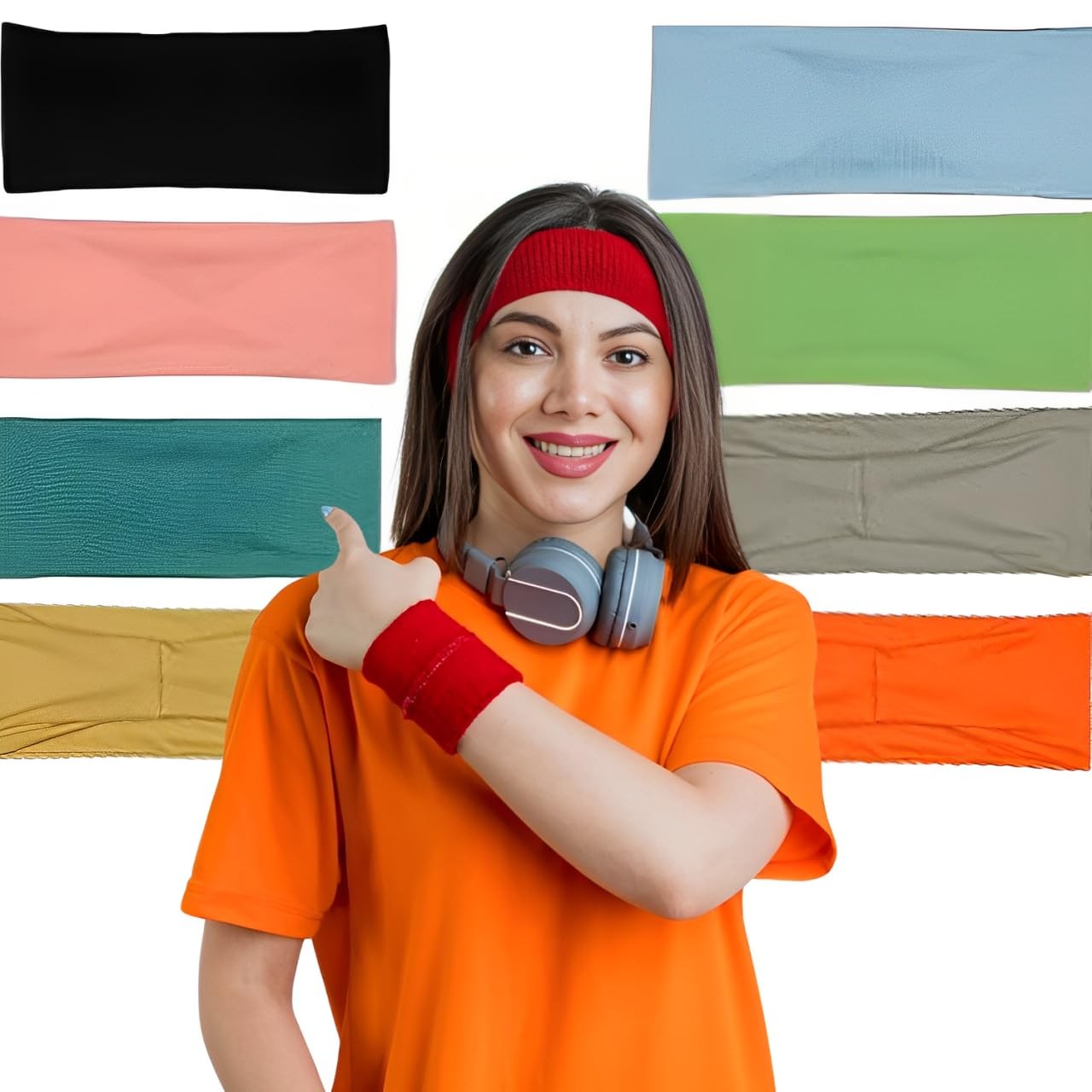 LOTUS78, Pack of 8 Wide Headbands for Women Non Slip, Fashionable Sports Hair Ba