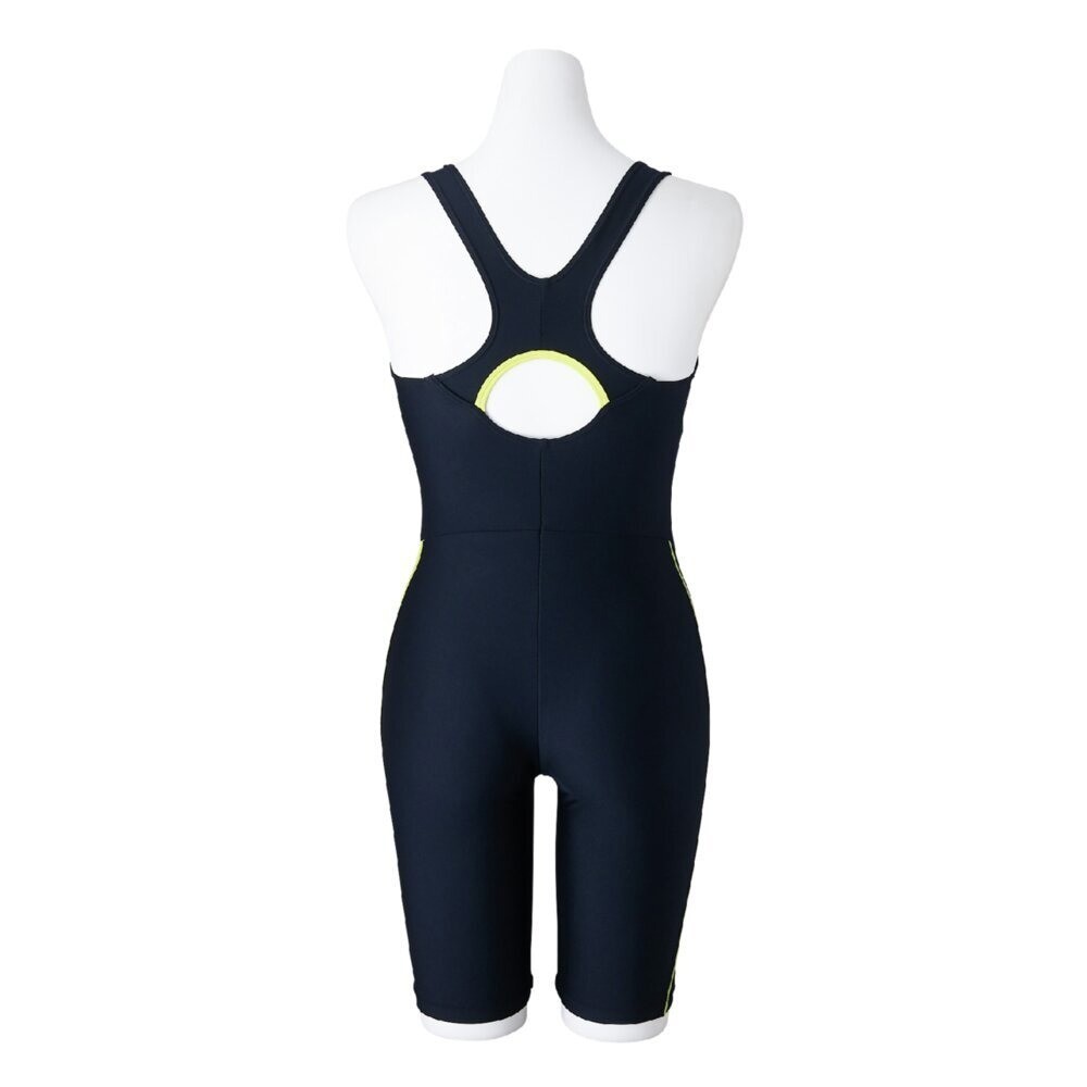 Mizuno Women’s Swim Fitness All-in-One Swimsuit Back Strap Stroke ONE Black/Lime