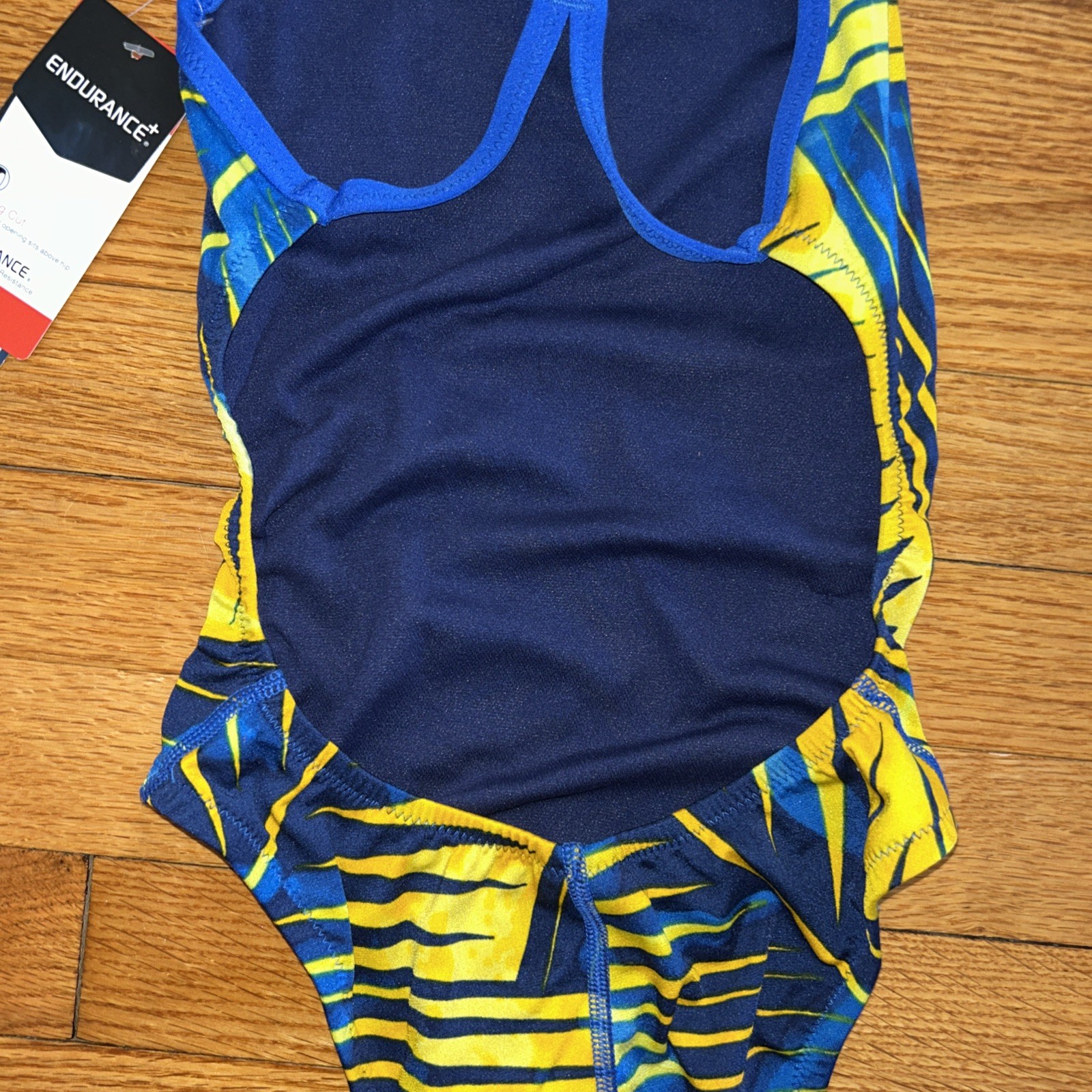 Speedo Endurance Flyback One Piece Swimsuit Womens Size 26 Blue Yellow NWT $89.5