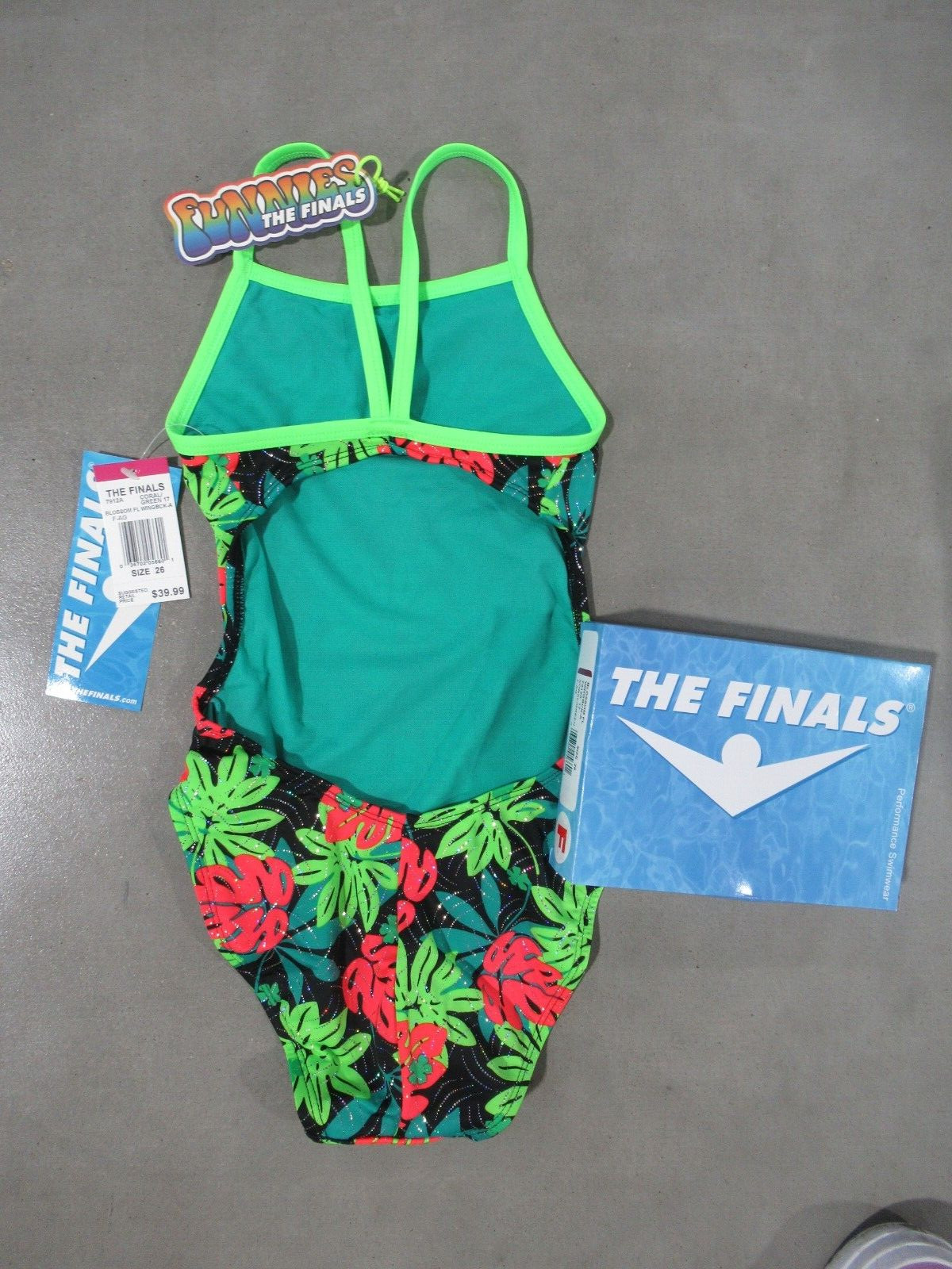 TYR The Finals Blossom Foil Size 26 Coral/Green *NWT*