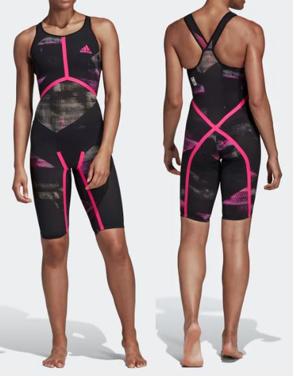 Adidas Women’s Adizero XVIII Freestyle Closed Back Swim Suit, Black/Pink, Sizes