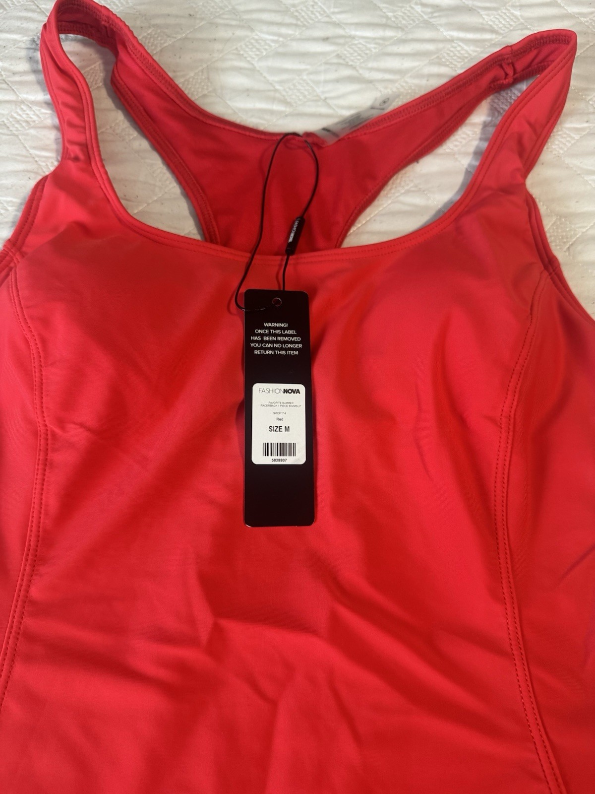 Fashion Nova Red One-Piece Racerback Competitive Swimwear Swimsuit Size M