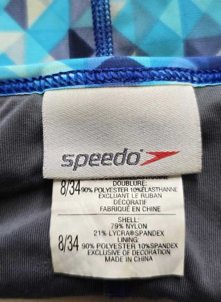 Speedo Womens Flyback Cut Out One Piece Swimsuit Blue Optic Colorway Size 8 34