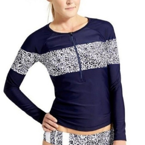 ATHLETA Zimbabwe Rashguard Swim Top Shirt L