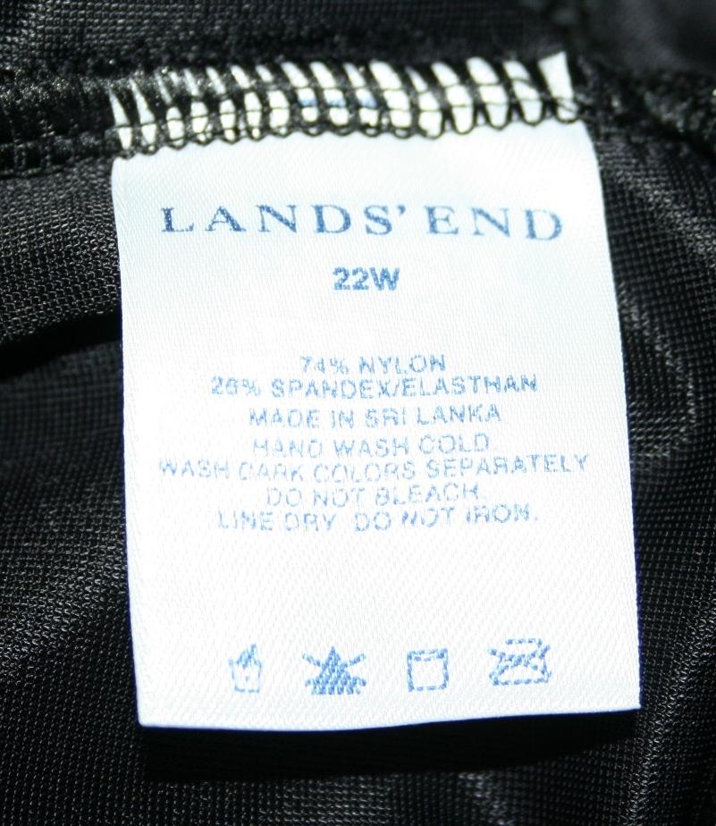 lands end PLUS SIZE ONE PIECE 1PC SWIMSUIT BATHING SUIT v neck top BLACK 22W 22