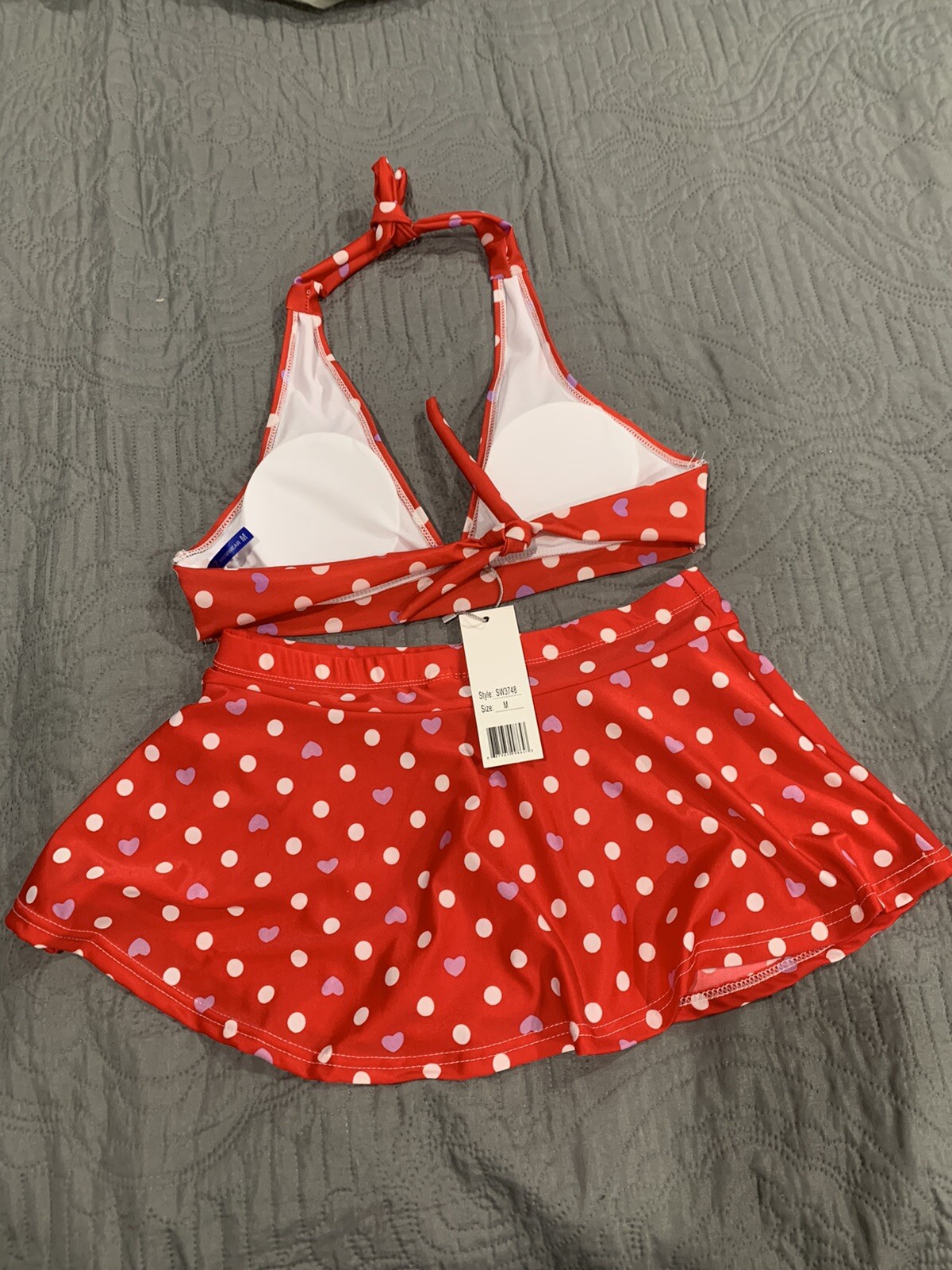 Women Buzz Swimwear 2/pc Red Color Bikini Set With Panties Attached Under SZ/M