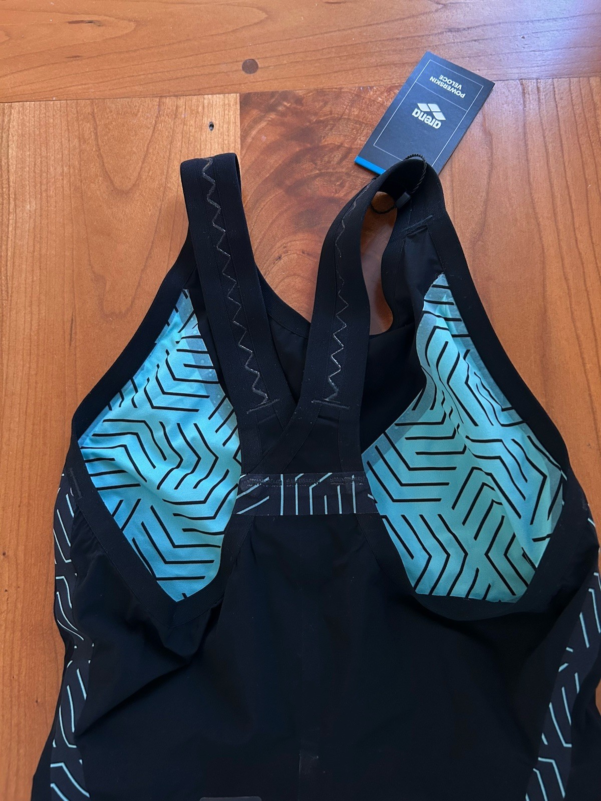 NWT Arena Women’s Powerskin Veloce Closed Back Tech Suit, Black/Teal, Size 26