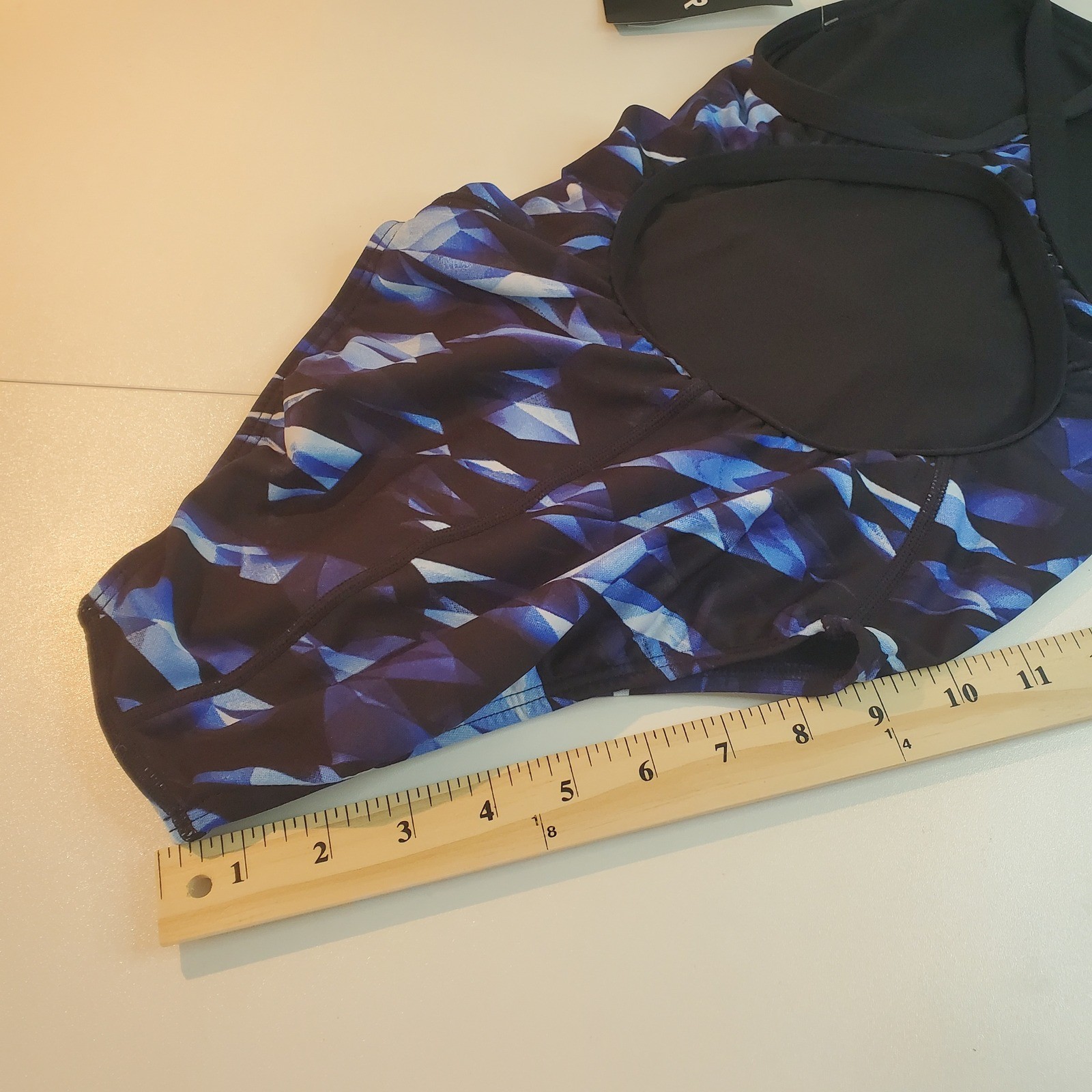 TYR Durafast Elite Diamondfit One Piece Swimsuit Blue Black Geometric Size 30 S