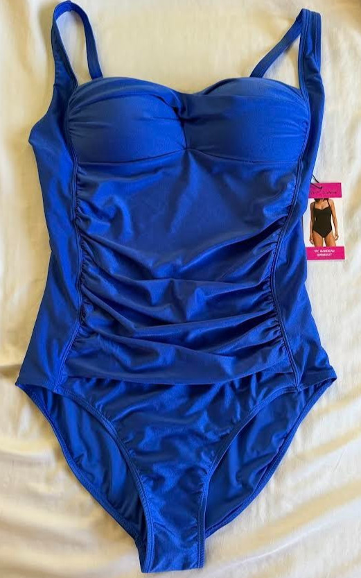 Betsey Johnson blue Bandeau Swimsuit bathing suit 1PC swim S small NWT NEW