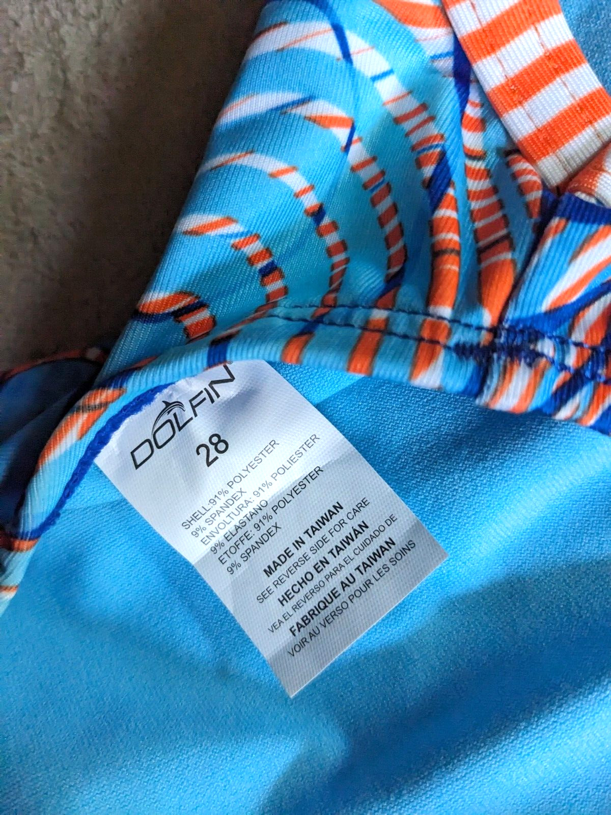 DOLFIN UGLIES One Piece Swimsuit Womens Sz 28 Blue Orange White NWOT NEW
