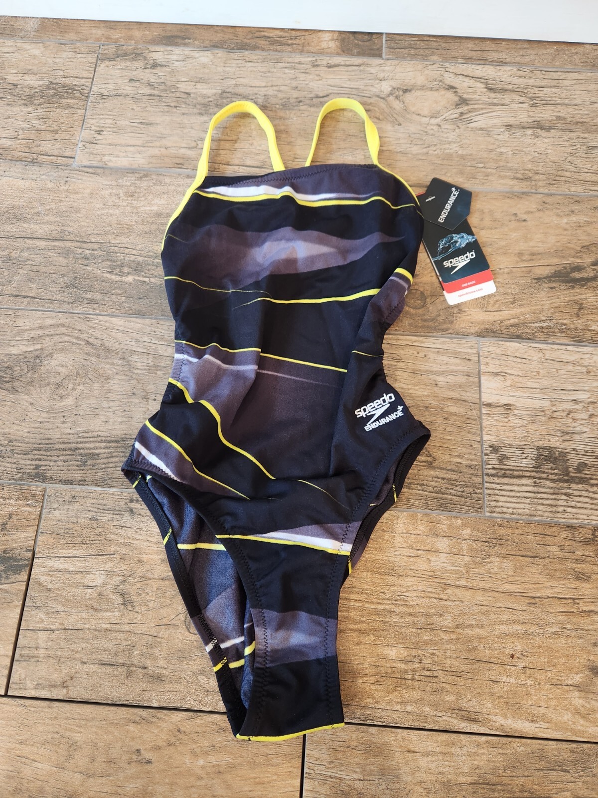 Speedo Women’s Endurance + Infinite Pulse One Back Swimsuit Yellow/black NWT 24