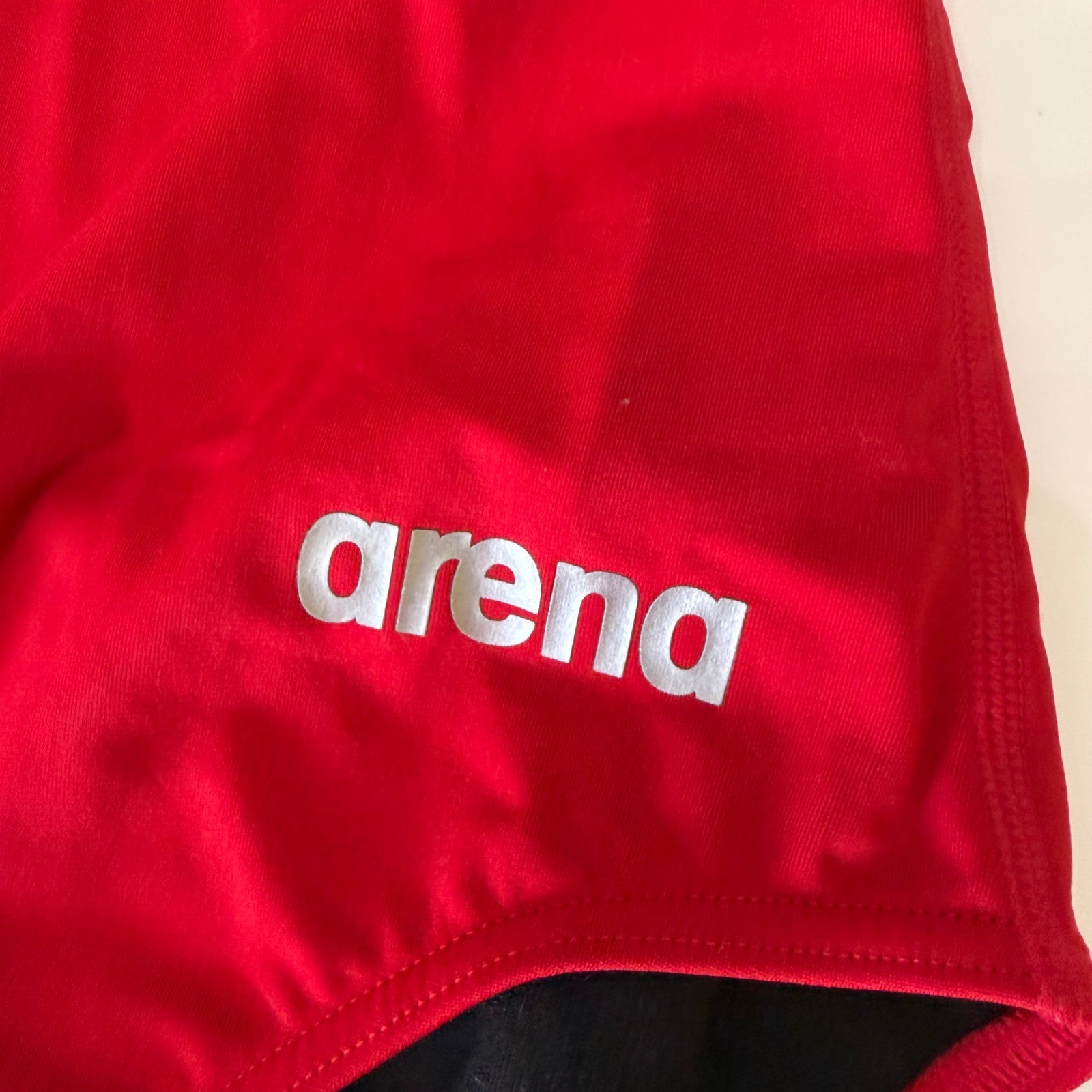 Arena One Piece Swimsuit Size 30 Red Solid Light Drop Back Athletic Swimming