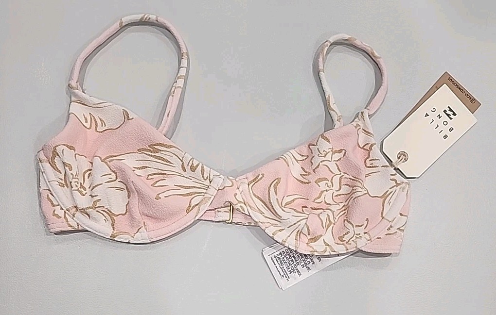 NEW Billabong The Tropics Call Demi Underwire Swim Bra Top FEELING PEACH LARGE