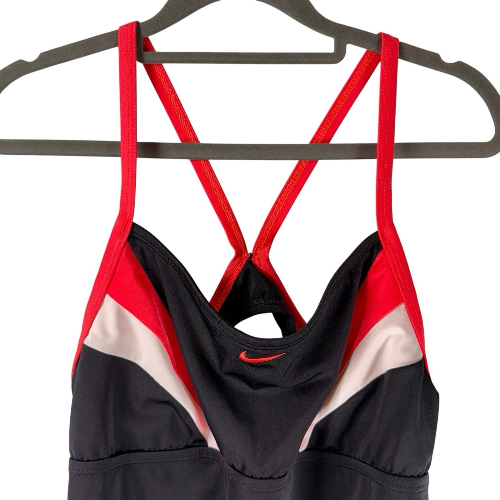 VTG Y2k Nike Colorblock SIZE MEDIUM One Piece Swimsuit Racerback Black Red Women