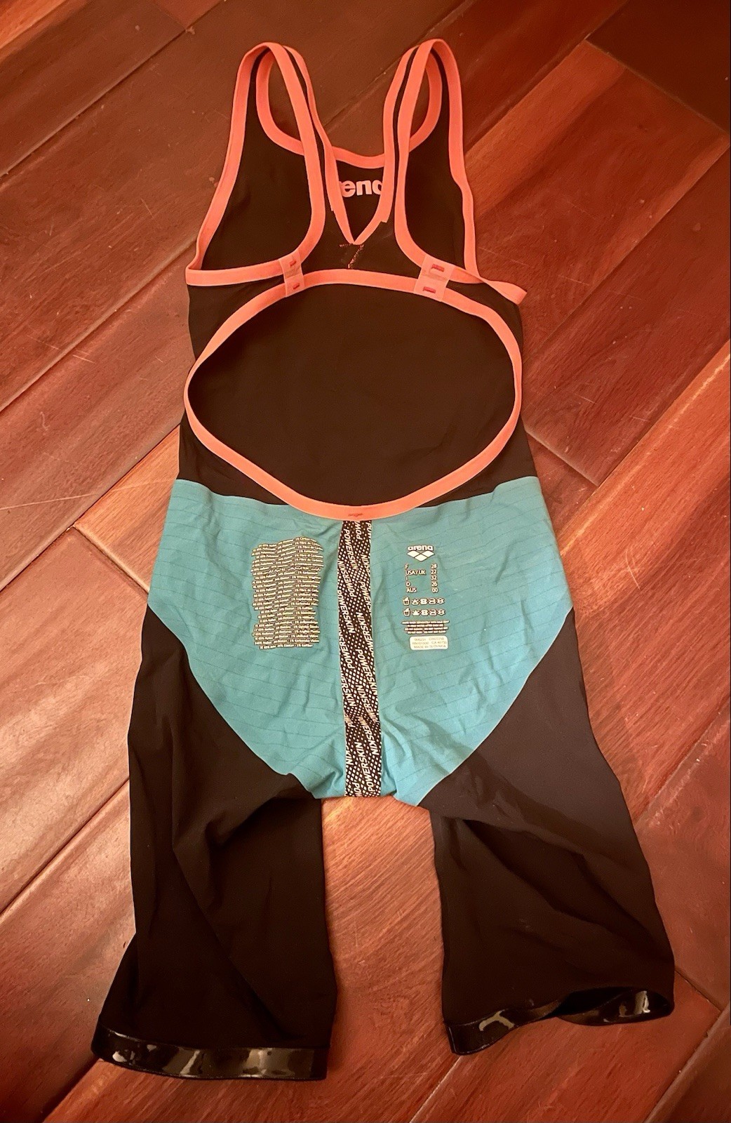 Arena Women’s Competitive Kneesuit Swimsuit US Size 22 Black/Salmon Nylon
