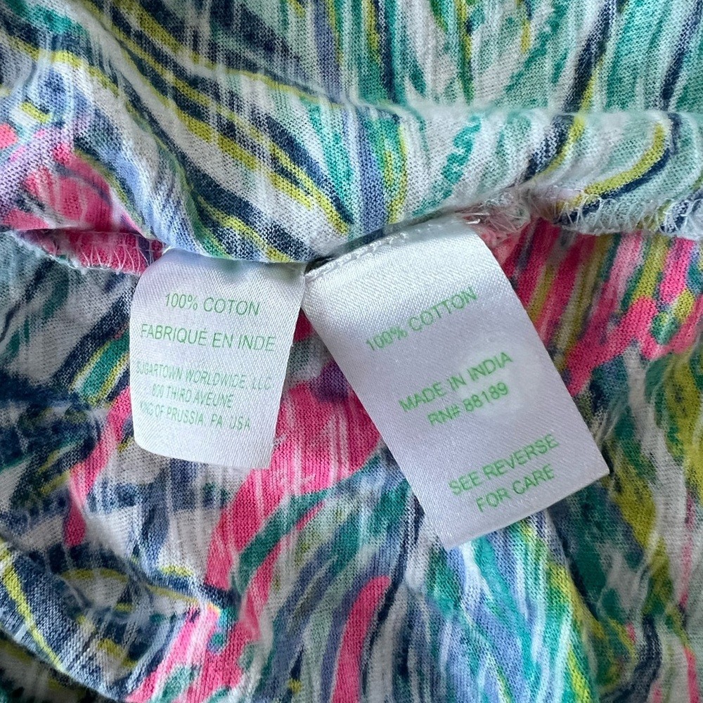 Lilly Pulitzer Women’s Bonita Coverup Tropical Palm Print “Scarlet Macaw”, L